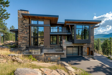 Contemporary luxury home with sleek design and breathtaking views of the outdoors