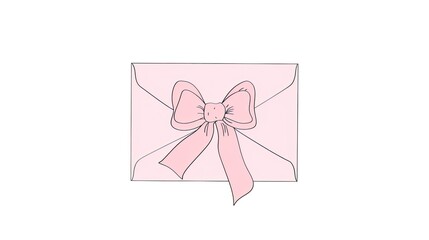 a pink envelope with a bow
