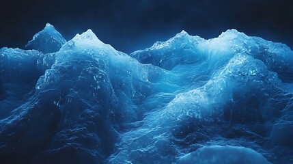 Glowing ice mountains, night, arctic, digital art, background, texture
