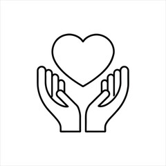 Hands Holding Heart Vector Icon Design