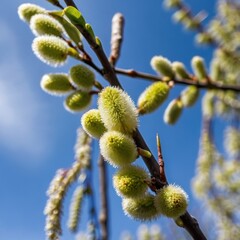 Fototapeta premium Willow buds, open buds, hairy buds, spring buds