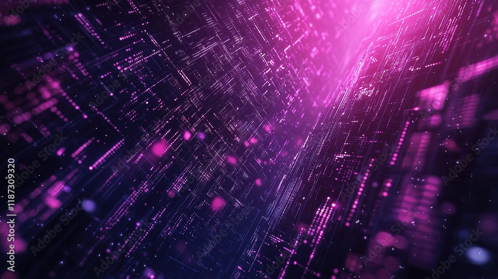 Poster abstract programming code overlaid on futuristic technology background