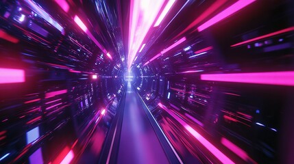 High-Speed Technology POV in Futuristic Monorail Environment