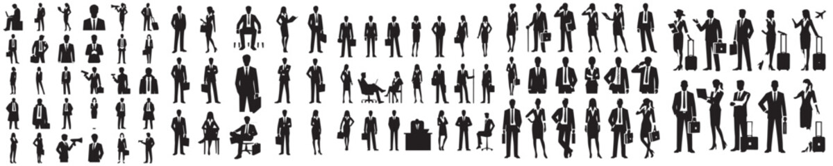 vector collection of silhouettes of organizational or company leaders