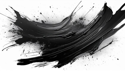 Striking Abstract Grunge Artwork Black Splatter Brush Strokes on Transparent Background with Rich Textures and Vibrant Colors