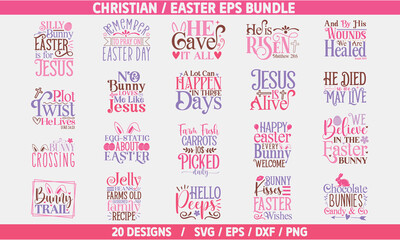 Christian Easter EPS Bundle And Stickers Design
