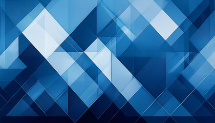 Obraz premium modern abstract blue background design with layers of textured white transparent material in triangle diamond and squares shapes in random geometric pattern