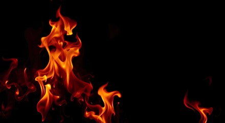 intense fire flame design on a black background, high quality