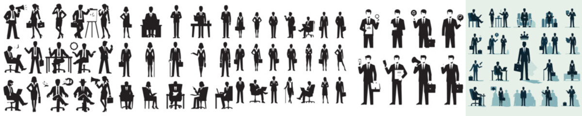 vector collection of silhouettes of organizational or company leaders