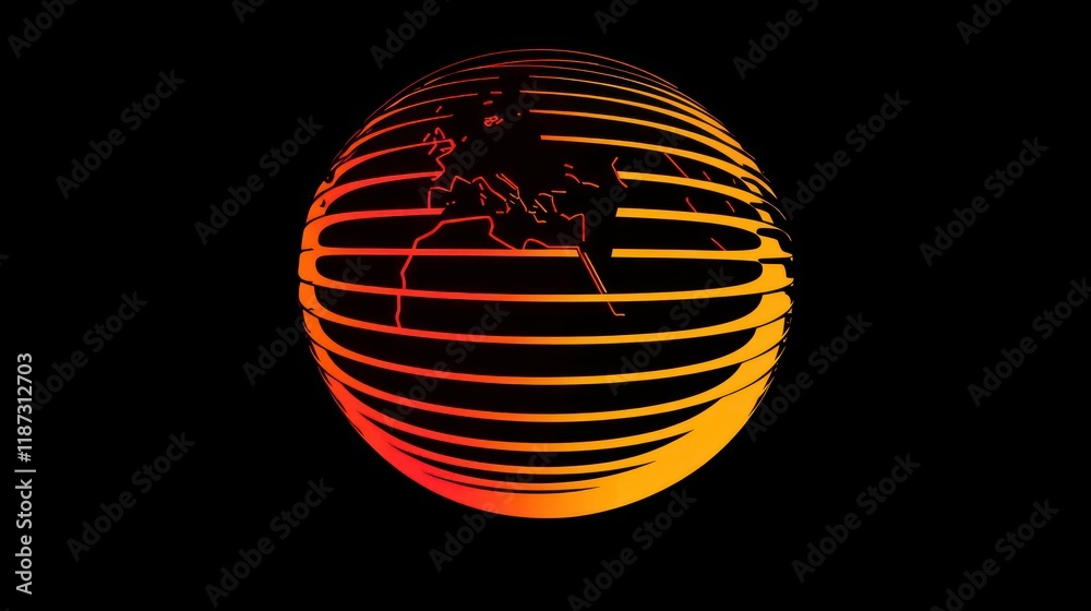 Aufkleber abstract glowing globe with world map inside.