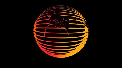 Naklejka premium Abstract glowing globe with world map inside.