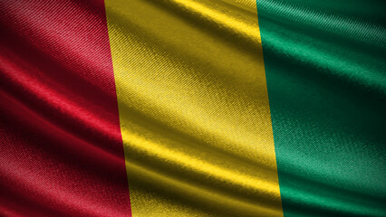 Obraz premium Guinea flag with realistic silky wave texture