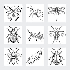 Realistic Insects Wildlife Set.
