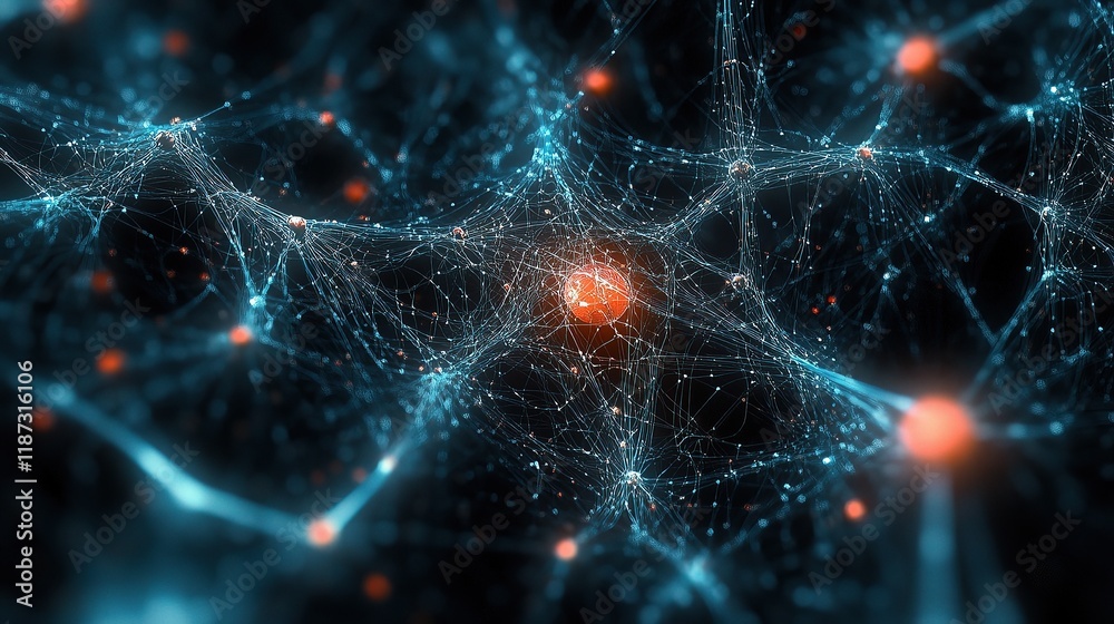 Poster interconnected nodes and lines representing big data concept