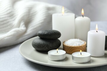 Beautiful composition with candles on the table