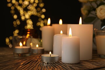 Beautiful composition with candles on the table