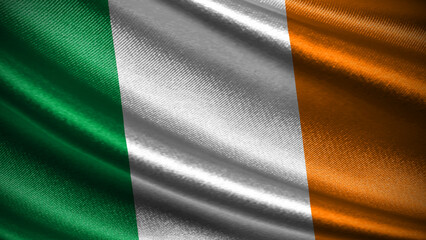 Ireland flag with realistic silky wave texture