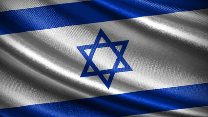 Israel flag with realistic silky wave texture