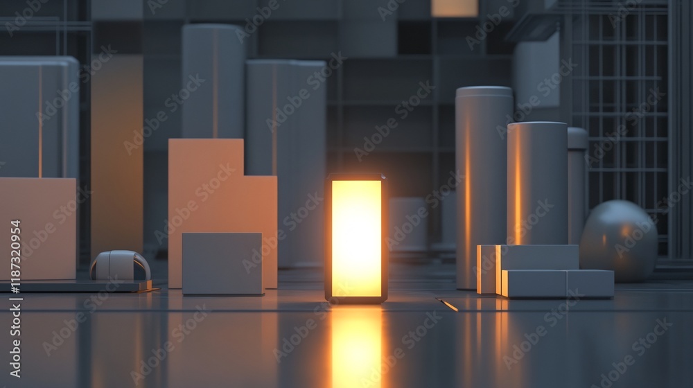 Poster differentiation depicted single brightly glowing element standing out among neutral objects in a sle