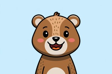 Fototapeta premium Adorable cartoon bear with big eyes and a cheerful smile, perfect for kids.