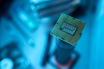 This image provides a closeup view of a cutting edge modern microprocessor chip design