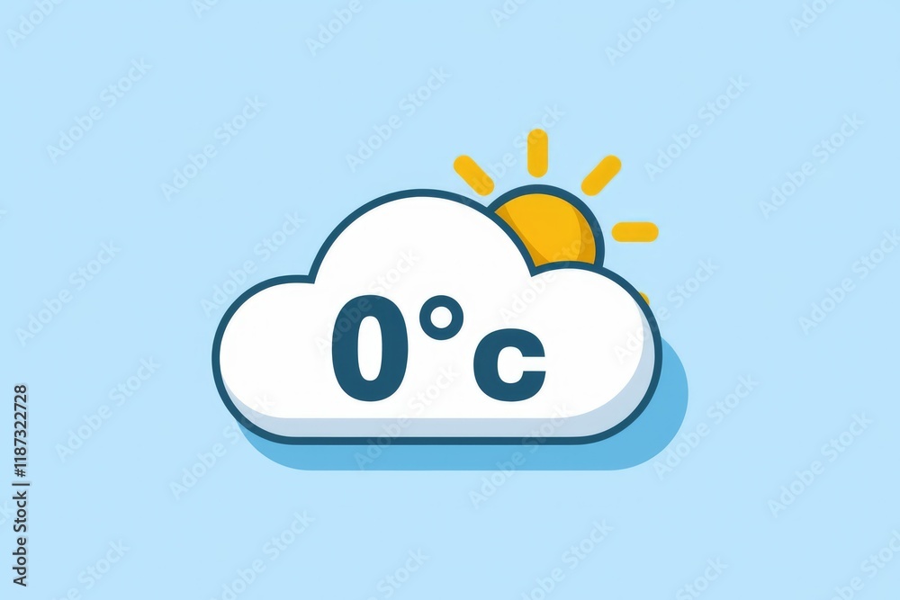 Poster a partly sunny weather icon showing a temperature of 0 degrees celsius.