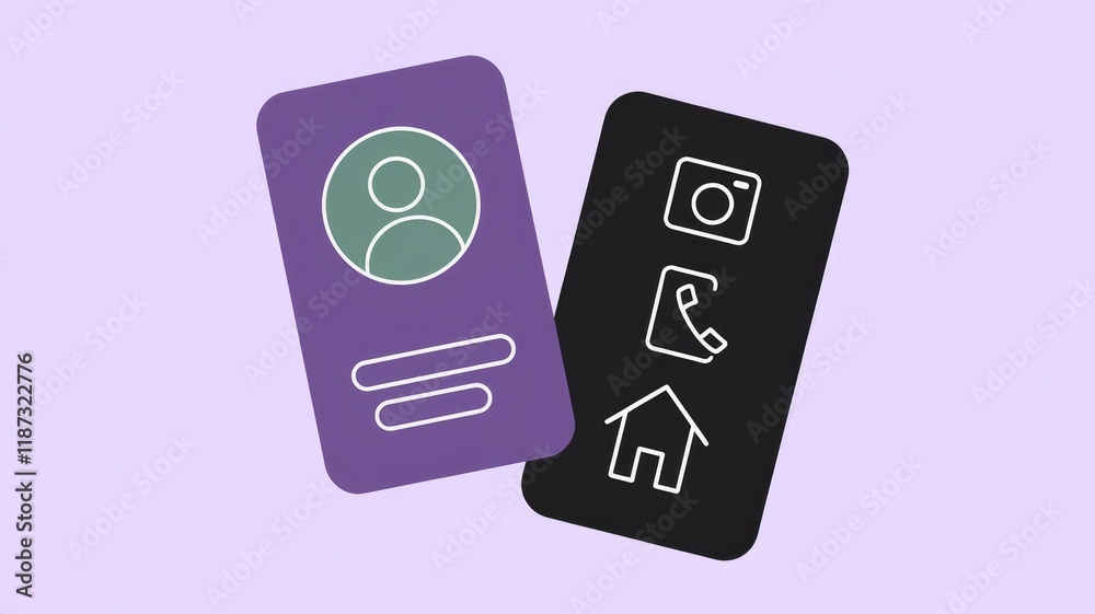 Poster Two mobile interfaces showcasing user profile and contact information, emphasizing simplicity and user experience.