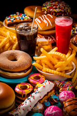 Unhealthy Paradise: A Colorful Array of Junk Food Items