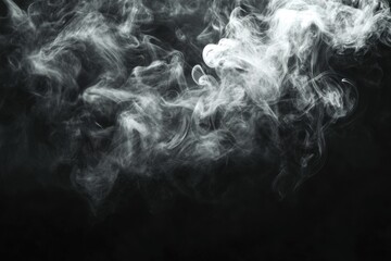 Obraz premium Monochrome incense smoke on dark background for graphic design.