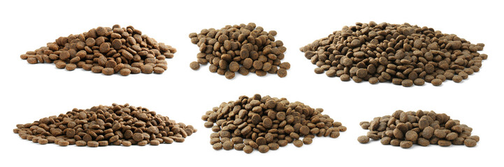 Dry pet food for dogs isolated on white, set © New Africa
