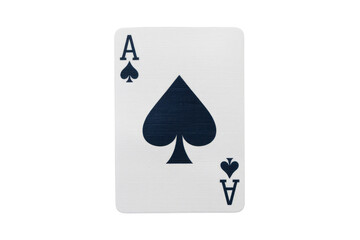 A high-resolution image of the Ace of Spades playing card, displayed against a light gray background. background removed