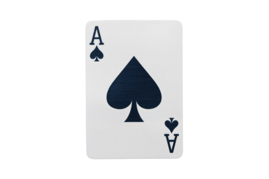 A high-resolution image of the Ace of Spades playing card, displayed against a light gray background. background removed
