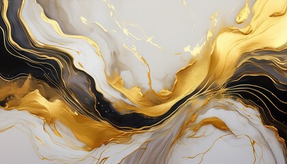 Striking Abstract Marble Gold Splash Ink Background with Elegant Swirls and Intricate Patterns,...