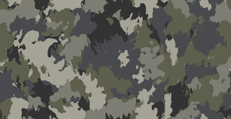 Fototapeta premium Abstract woodland splashes seamless pattern. Woodland camo. Grunge hunting camouflage background. Abstract camo. Classic hunting camouflage. Digital camouflage pattern. 