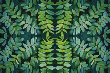 Fototapeta premium Symmetrical pattern of green leaves creates a calming and natural aesthetic for any design
