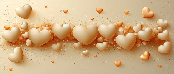 Golden hearts floating on a sparkling background, ideal for Valentine's Day designs.