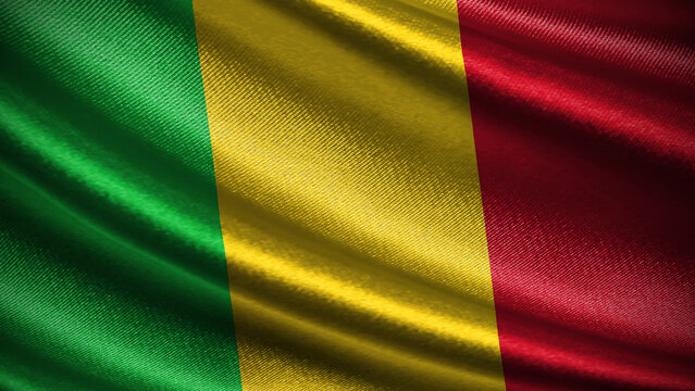 Mali flag with realistic silky wave texture