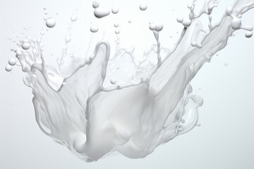 Water splashes upward creating a stunning display of droplets and waves against a light background