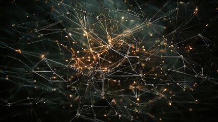 Futuristic Abstract Network Illustration with Glowing Lines and Nodes