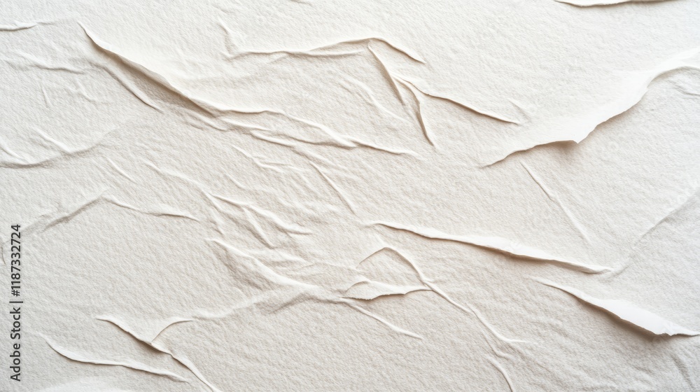 Aufkleber Crumpled and glued white paper forms an intriguing abstract texture background, offering a unique visual element for design mockups or enhancing depth in various creative projects