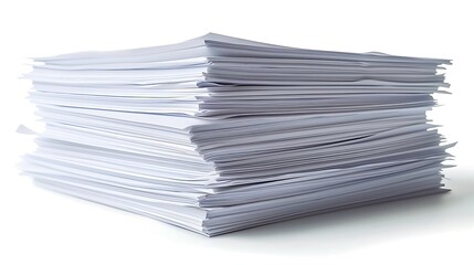 A stack of A4 printer paper isolated on white background
