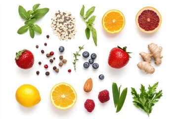 Naklejka premium 3D Smoothie Ingredients Isolated and White Background
