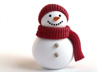 3D Snowman with Scarf Isolated and White Background 