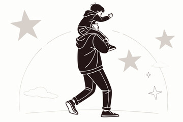 a father holding his son