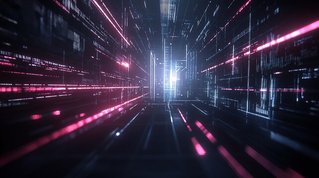 Dynamic 3D Scatter Plot Visualization with Neon Lines and Depth