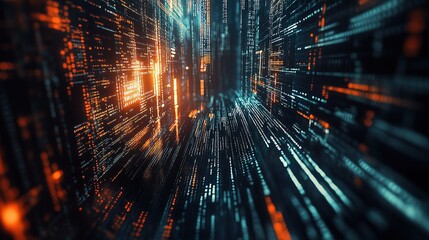 Obraz premium 3D Illustration of Computer Code and Programming Lines in Motion