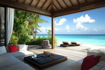 Fototapeta premium Luxury Beachfront Villa with Sea View