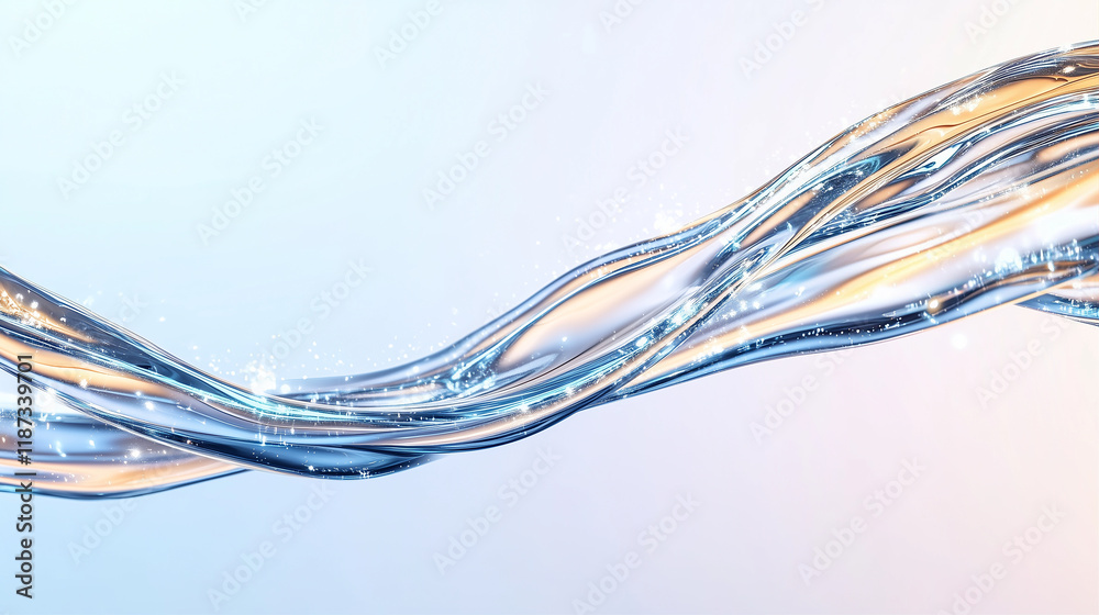 Poster water flow in liquid design creating sparkling waves with gradient background