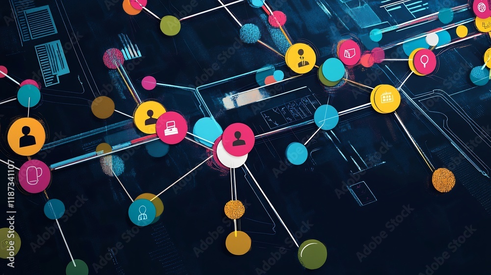 Aufkleber Conceptual visualization of human resource management featuring interconnected shape symbolizing recruitment talent retention