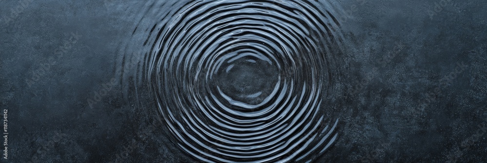Poster Concentric ripples expanding on a dark water surface, creating a mesmerizing pattern, suggesting tranquility and disturbance at the same time